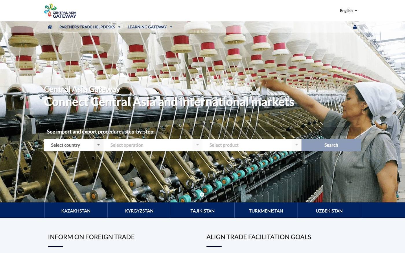 Screenshot of the Central Asia Gateway showing a step-by-step trade procedure